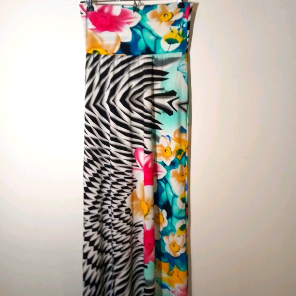 Colorful floral strapless dress